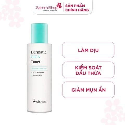 [date 8/2027] 9 Wishes Nước hoa hồng Dermatic Cica Toner 150ml