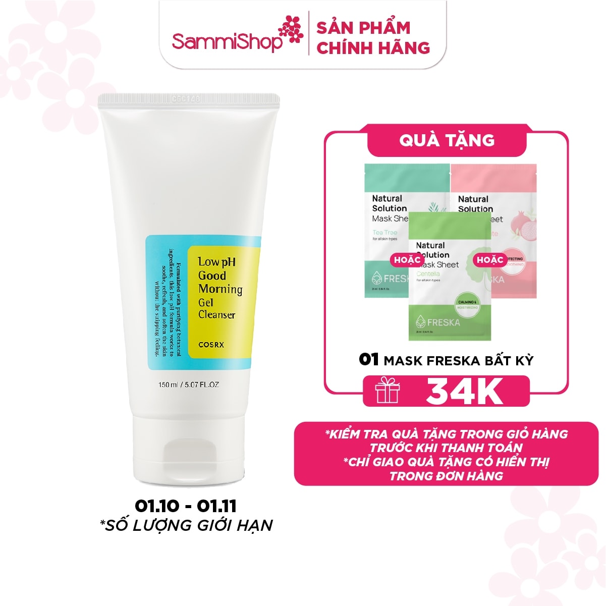 COSRX sữa rửa mặt Low pH Good Morning Gel Cleanser 150ml