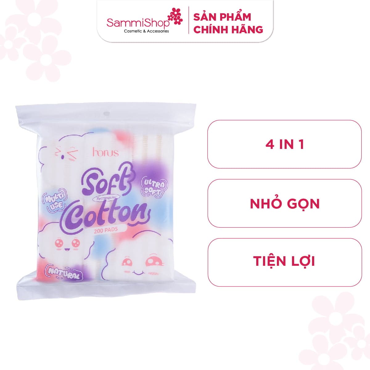 Horus Bông Tẩy Trang Cao Cấp Rectangular Soft Cotton Pad 200 Pads
