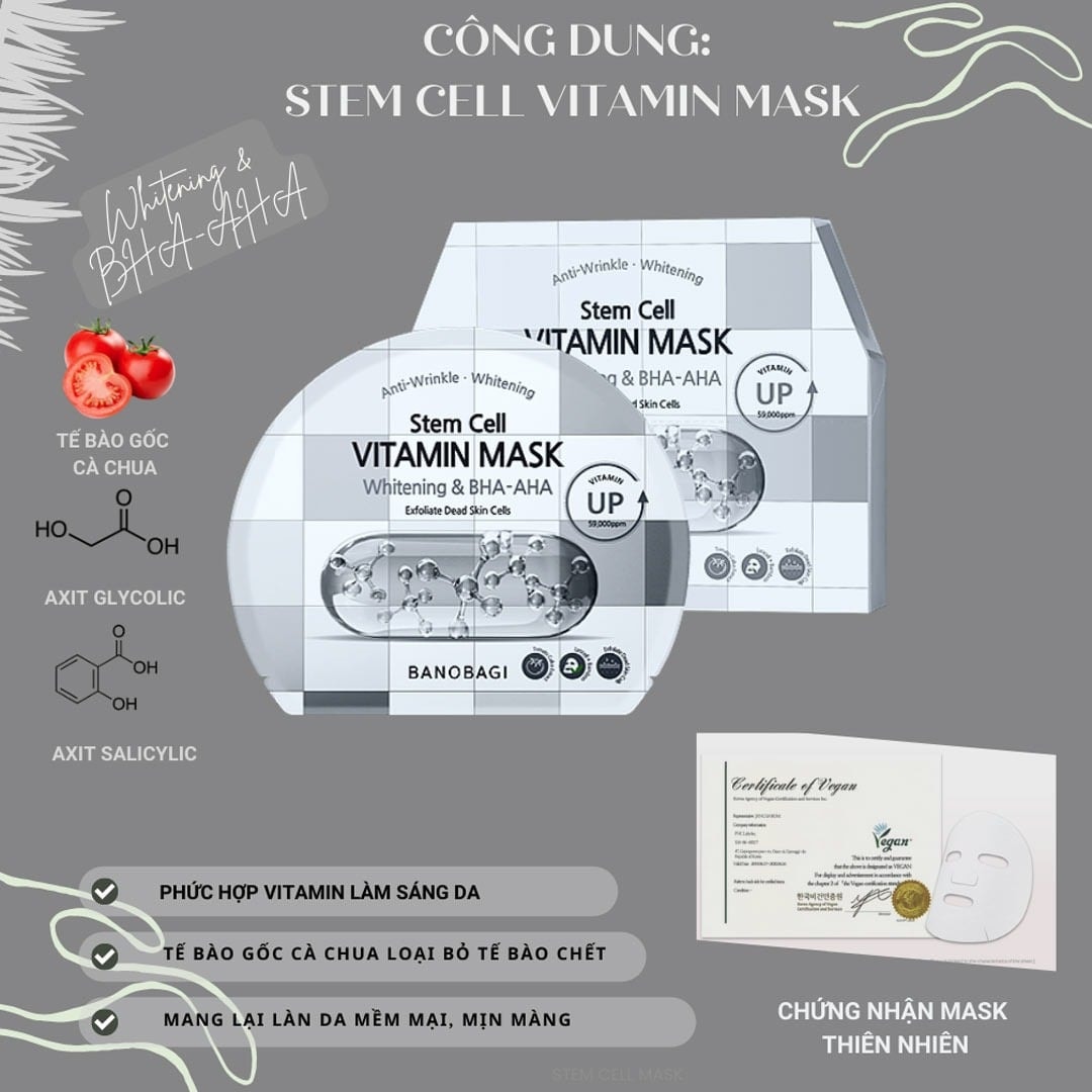 BANOBAGI Mặt Nạ Giấy Stem Cell Vitamin Mask 30g 3
