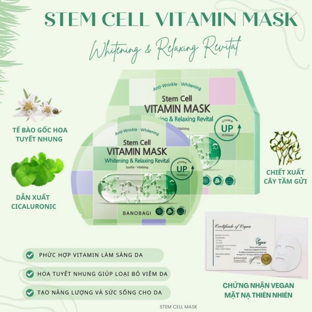 BANOBAGI Mặt Nạ Giấy Stem Cell Vitamin Mask 30g thumb 4